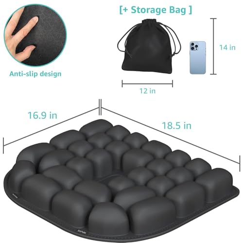 Inflatable Travel Seat Cushion for Airplane - Portable Air Pad with Built-in Pump for Long Flights & Car Rides - Ergonomic Tailbone Pain Relief for Office Chair, Wheelchair, Stadium