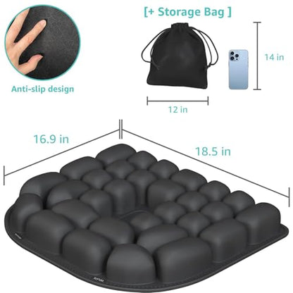 Inflatable Travel Seat Cushion for Airplane - Portable Air Pad with Built-in Pump for Long Flights & Car Rides - Ergonomic Tailbone Pain Relief for Office Chair, Wheelchair, Stadium