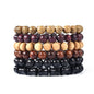 Wooden Beaded Bracelet Multi-Layered Stretch Bracelet for Men and Women Elastic Bracelet 6pcs - color: A-03