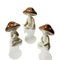 Ceramic Mushroom Yoga Figurines Set, Meditation Decor for Home, 3-Piece Mushroom Figurines in Yoga Poses, Whimsical Zen Decor for Shelf, Desk, Yoga Room