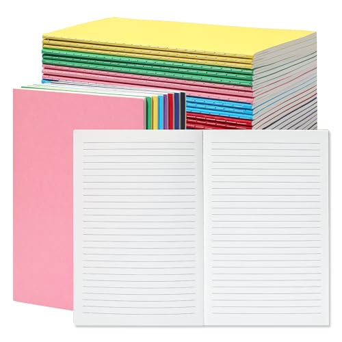 miikoul 24 Pack A5 Lined Notebook Journals in Bulk, Colored Kraft Cover College Ruled Subject Notebook Composition Journal for Student Busines Travelers, 8.3x5.5 Inches, 80 GSM, 60 Pages/30 Sheets - size: Lined inner page-24 Pack
