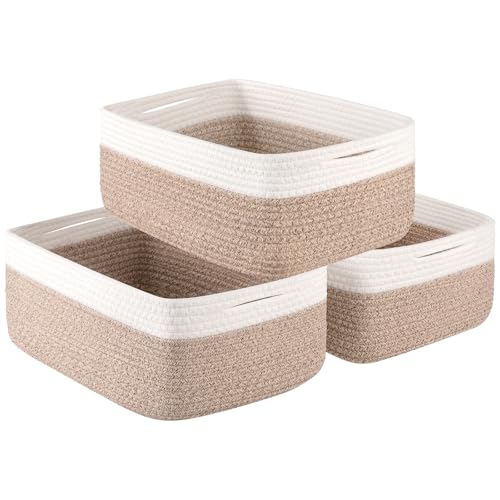 Storage Baskets for Organizing 3 Pack, Woven Baskets for Shelves, Closet Organizer Bins Empty Gift Basket Toy Storage for Toys, Books, Towels, Clothes, 15"x11.42"x6.7", Yellow - color: Yellow