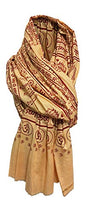 Cotton Bohemian Beige & Red Sanskrit Text Block Print Meditation Long Large Scarf Shawl Wrap JK449