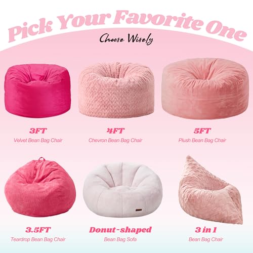 Hobestluk 3 in 1 Bean Bag Chair Giant Bean Bag Chairs for Adults with Plaid Cover Convertible Bean Bag Floor Cushion with Machine Washable Cover for Living Room (Plaid Pink) - color: Dusty Pink