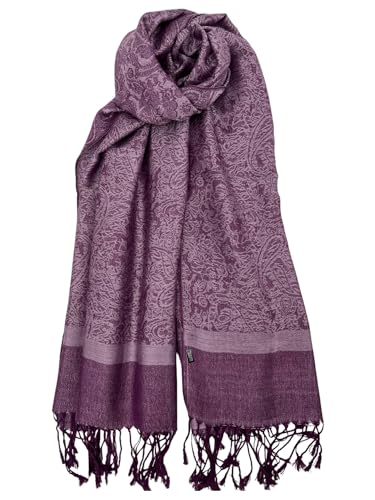 Pashmina Shawl Wrap for Women Soft Lightweight Multi-Purpose Scarf for Weddings, Parties & Casual Wear - color: Jacquard Mauve Purple - Pl1861