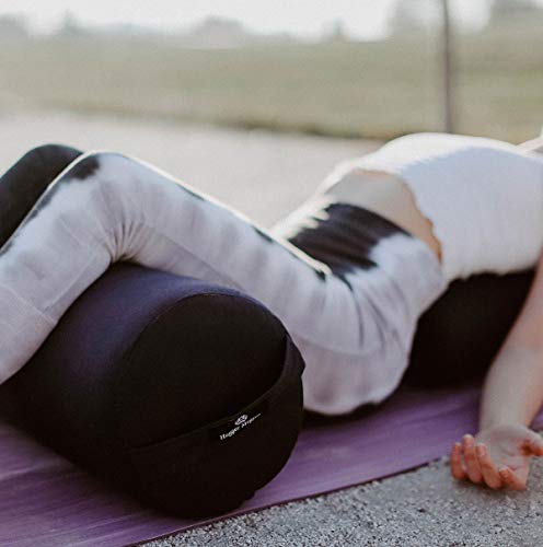Hugger Mugger Round Yoga Bolster - Firm Round Shape, Higher Profile, Great Under Knees, Soft Support, Handmade in The USA - color: Black