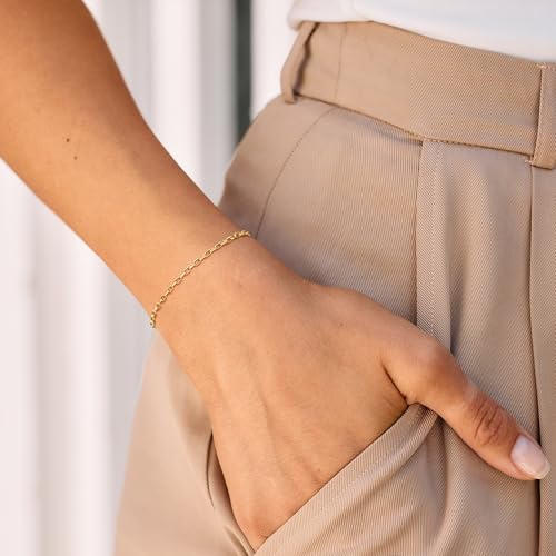 BENEIGE Gold Bracelets for Women 14k Gold Paperclip Bracelets Binding Bracelet, Adjustable Bracelets for Women Dainty Handmade Link Bracelet - color: Wide square buckle
