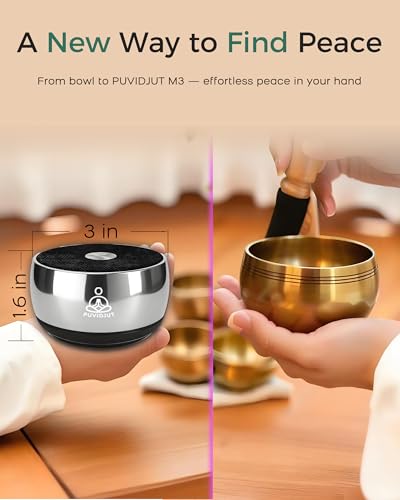 Meditation Sound Machine, Frequency Generator Instrument,PUVIDJUT Tone Device - Solfeggio Frequencies Bath for Yoga, Mindfulness,Meditation System of Chakra, 5 Tones Optional, 3 Timer Modes - color: Onyx Black