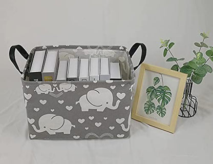 Storage Basket Home Shelf Basket Kids Organizer Box Clothes Laundry Hamper Nursery Bin Gift Laundry Basket with Handles for Home (love elephant) - color: Love elephant