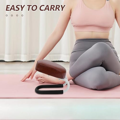 Cabilock Meditation Bench Floor Seat with Anti-Slip Cushion, Wooden Prayer Stool for Yoga and Seiza Posture, Portable Home Prayer Stool with Non-Slip Cover for Mindfulness and Meditation