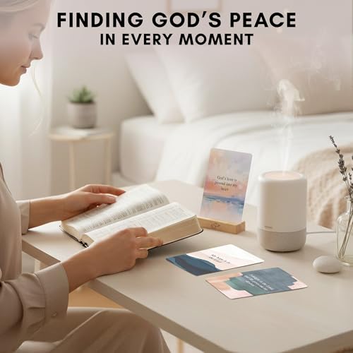 Scripture Cards with Bible Verses - 50 Daily Biblical Affirmation & Spiritual Prayer Cards - Religious & Christian Faith-Based Gifts for Women - Comes with Metal Box & Wooden Stand - color: Biblical Affirmations For Women