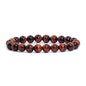 Justinstones Gem Semi Precious Gemstone 8mm Round Beads Stretch Bracelet 7 Inch Unisex - color: AA Red Tiger Eye