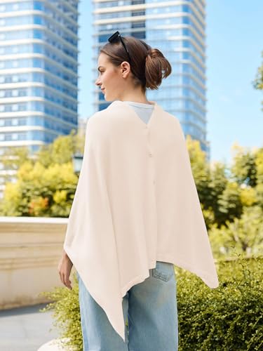 Lacretazhi Women'S Shawl Wraps Poncho Sweater Lightweight Knit Scarf With Buttons Versatile Cape Cardigan Spring Summer Fall - color: Beige Pink