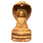 Solid Wood Amitabha Buddha Statue Zen Decor,Sakyamuni Sitting on Snake Figurines Home Office Decor,Feng Shui Decor Amitabha Buddha Sculpture Ornament