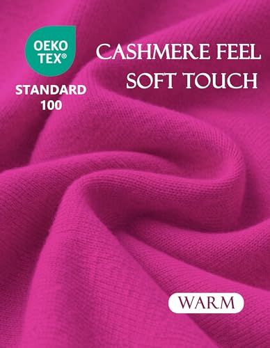 PULI Womens Large Cross Front Poncho Sweater Wrap Topper Knitted Elegant Shawls Cape for Fall Winter - color: 1-hotpink