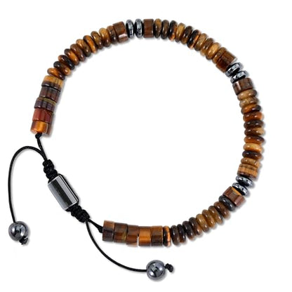 VIBILIA Healing Crystal Bracelets Beaded Bracelets for Men Women Natural Stone Adjustable Bracelets Unique Gifts for Father Son Grandfather Brother Friend - color: TigerEyeStone