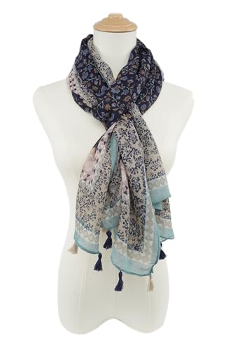 YOUR SMILE Large Boho Scarf for Women Lightweight Floral Printed Scarves Fall Winter Fashion Fringed Shawl wraps - color: 37