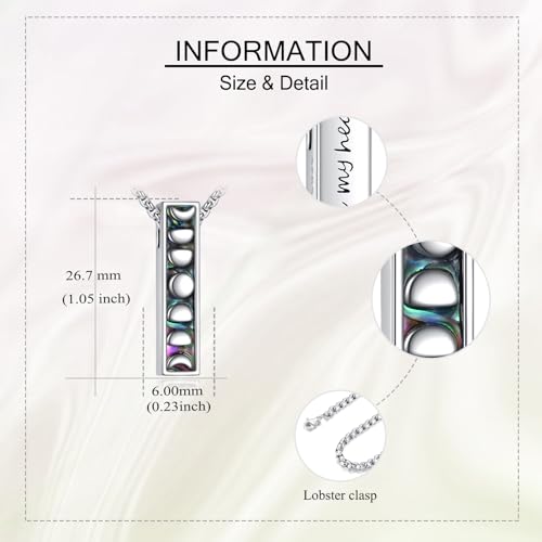 Cremation Urn Necklaces for Ashes Sterling Silver 3D Vertical Bar Memorial Pendant for Loved Ones Keepsake Cremation Jewelry Gifts for Women Men - style: Moon Phase