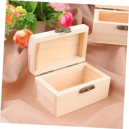 Ipetboom 6pcs Mini Storage Box Rectangular Natural Wood Organizer for Jewelry and Items for Desk and Table Use