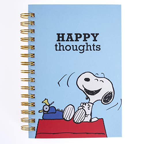 Graphique Peanuts "Happy Thoughts" Hard Bound Journal - 160 Ruled Pages, Vintage Peanuts Cartoon Cover w/"Happy Thoughts" Message Embellished w/Gold Foil, 6.25" x 8.25" x 1" - color: Peanuts Happy Thoughts