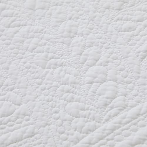 Brandream White Quilt Throw Blanket Cotton Throw Blanket for Bed Couch Day Bed Cover Solid Decorative Blankets 47 X 60 Inch