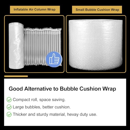 Bubble Cushioning Wrap Roll for Packing 12"x328' Inflatable Bottle Shipping Package Large Air Pillows for Shipping & Moving Heavy Duty Space-saving Packing Material for Fragile Items, 55um - size: 12"x328'