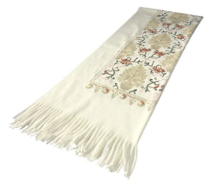 Urban CoCo Women's Embroidered Tassel Long Shawl Oversize Scarf Wraps for Women - color: #3-white