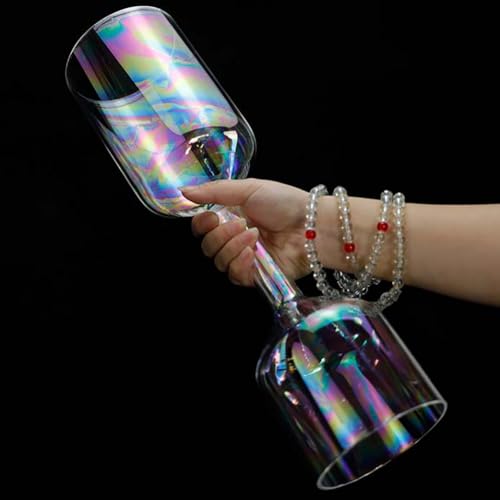 Clear Double Headed Handheld Crystal Singing Bowl, Easy to Play Musical Bowl (Contains A Singing Bowl Stick) for Relaxation, Zen, Prayer, Beautiful Meditation Yoga Gift - color: 12cm