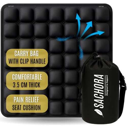 Inflatable Travel Seat Cushion for Airplane & Office – Airplane Seat Cushion for Long Flights, Portable Seat Pad for Plane Travel, Tailbone & Lower Back Pressure Relief