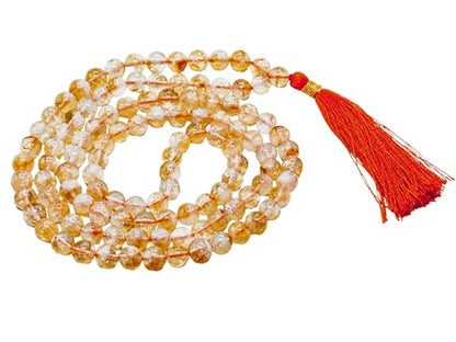 Amazing Gemstone Citrine Mala Beads - 108 Prayer Beads for Meditation and Mindfulness Practice, Handcrafted Mala Beads with Natural Gemstones for Spiritual Healing and Relaxation (Plain) - color: Citrine, style: Plain