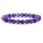 Keleny Gem Semi Precious Gemstones 8mm Natural Quartzite Stone Round Beads Crystal Stretch Bracelet 7 Inch Unisex - color: Purple