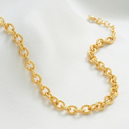 WEARON Gold Bracelet for Women 14K Gold Plated Snake Herringbone Figaro Cuban Bead Paperclip Cable Box Chain Simple Jewelry - style: Moire Chain
