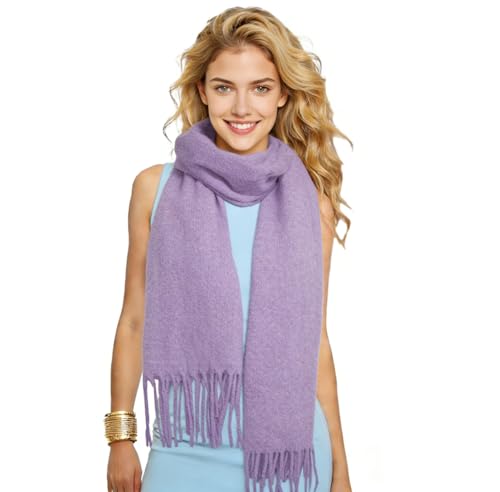 Winter Soft Long Scarf, Pashmina Shawls and Wraps, Warm Large Scarves for Men Women Evening Dress Wedding - color: Light Purple