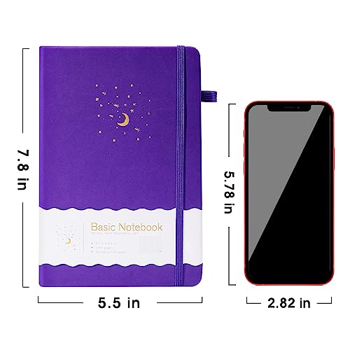 CAGIE Lined Journal Notebook for Work, Hardcover Notebook Journal with Pen Loop, A5 Notebook Journal Cover, Medium 5.7" x 8.3", (Purple Ruled), Gifts - color: 01 Purple