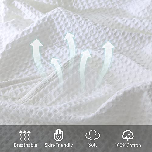 100% Cotton Waffle Blanket (White - Throw Size - 50 * 60''), Pre-Washed and Anti-Shrinkage Soft Lightweight Bed & Couch Blanket, 380 GSM Waffle Weave Throw Blanket for All Seasons - color: White, size: Throw (50"*60")