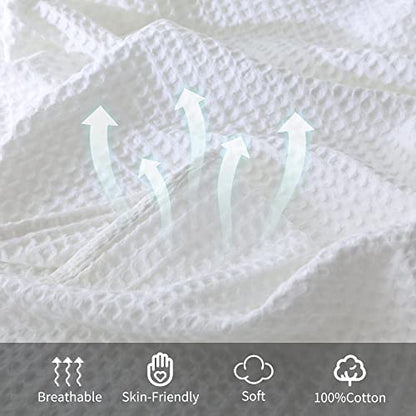 100% Cotton Waffle Blanket (White - Throw Size - 50 * 60''), Pre-Washed and Anti-Shrinkage Soft Lightweight Bed & Couch Blanket, 380 GSM Waffle Weave Throw Blanket for All Seasons - color: White, size: Throw (50"*60")