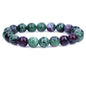 Keleny Fashion Crystal Man Women Stretch Bracelet 10mm Round Beads Rock Jasper 7 Inch Unisex - color: Green Ruby in Zoisite