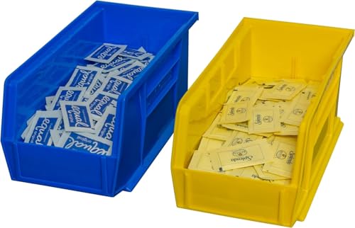 Akro-Mils 30230 AkroBins Plastic Storage Bins, Space-Saving Stackable Bins for Garage, Pantry, Craft Organization, 10.5 "L x 5.5 "W x 5"H, Blue, 12-Pack - color: Blue