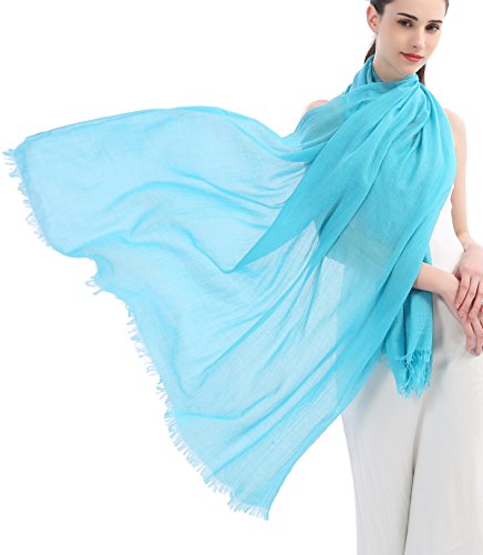 Premium Women Extreme Soft Scarf Wrap Shawl For Any Season, Super Size, Rich Color Choice - color: Azure