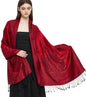 Pashmina Shawl Wrap with Ethnic Paisley Two Tone Jacquard Scarf for Women - color: Paisley-black Red