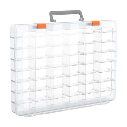 Bluedale 48 Grids Large Plastic Organizer Box with Adjustable Dividers, Beads Storage Containers Compartment Tackle Box Case for Crafts Hobby Small Parts Fishing Seeds Jewelry (Transparent) - size: Transparent-1P