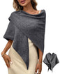Women's Pashmina Shawl Wraps for Evening Dresses Wedding Bridal Open Front Poncho Cape Soft Large Scarf - color: Dark Grey