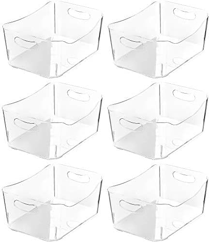 YBM HOME Storage Bins - Open Plastic Organizers and Storage Basket for Kitchen Pantry Organization, Under Sink Bathroom Storage, Toy Baskets, Food Storage Box Containers (Medium - 6 Pack, Clear) - color: Clear, size: Pack of 6