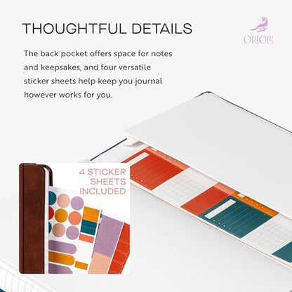 Oriole Vegan Leather Ruled Notebook - Chestnut Brown | 176 Pages of Thick Lined Paper | Soft Touch Hardcover Journal (5 x 8 in) with Gold Foil Bird Design & Luxury Gift Box - color: Chestnut Brown