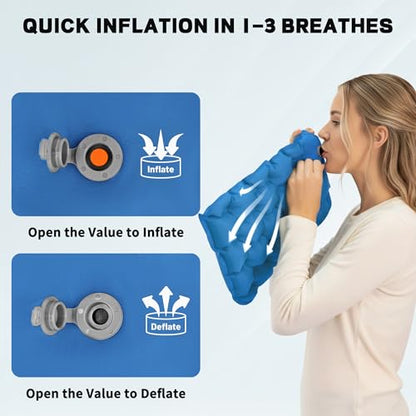 EULANT Inflatable Seat Cushion Lightweight Compact Stadium Seat Pad Camping Travel Air Seat Cushion for Airplane Hiking Bleachers Office Home Sports Events(Blue) - color: Blue