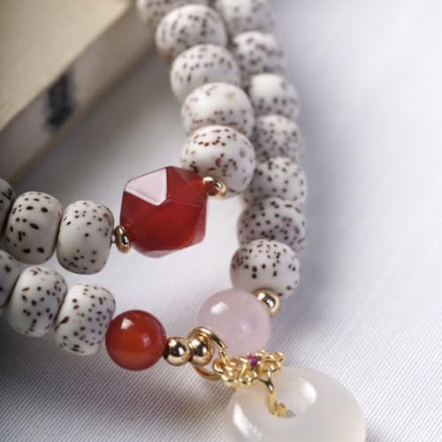 Natural Star Moon Bodhi Bracelet for Women Men Double-loop Winding Star Moon Bead Bracelet Meditatioon Healing Anxiety Relief Energy Buddha Bead Bracelets Birthday Gift - color: Bodhi 102