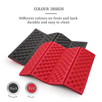 AceCamp 3940 Portable Lightweight Mini Waterproof Folding Mat, Foam Sitting Pad for Outdoor Activities, Foldable Kneeling and Seat Cushion for Comfort, Red - style: 2-pack