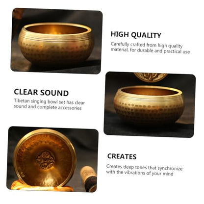 Handmade Tibetan Singing Bowl Set with Stick and Cushion for Meditation Yoga Sound Healing Feng Shui Mindfulness Portable Copper Bowls with Box for Spiritual Balance and Relaxation