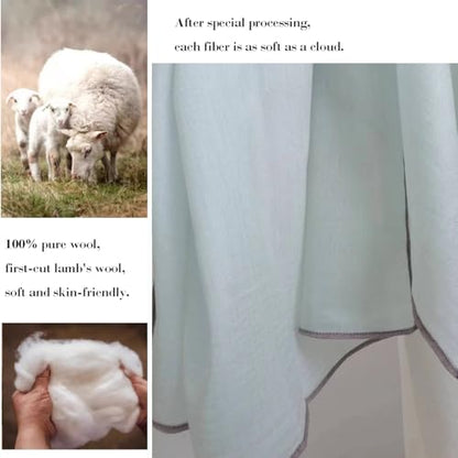 Luxury Cashmere Pashmina Style Shawl - Silk & Wool Blend Scarf, Lightweight Skin-Friendly Wrap - color: Light Blue