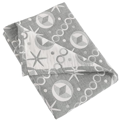 NTBAY 3 Layer Toddler Blanket, Muslin Cotton Jacquard Bed Blankets, Lightweight Thermal Baby Blanket, Super Soft and Warm Crib Blanket for All Seasons, Decoration Gift, 30"x40", Grey Starfish - color: Grey Starfish, size: 30x40 Inch (Pack of 1)